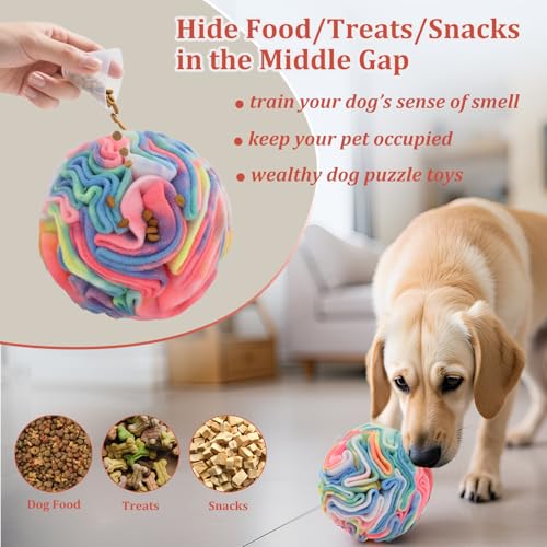 Ablechien Snuffle Ball for Dogs, Puppy Treat Toy, Interactive Foraging Puzzle Ball Toy, Enrichment Toys for Large Dogs, Sniffle Interactive Treat Balls - color: Chromatic