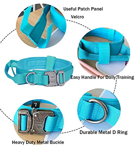 Tactical Dog Collar and Leash Set Adjustable Military Nylon Dog Collar with Control Handle and Heavy Duty Metal Buckle for Large Dogs（Blue S - color: Blue SET(collar+leash), size: Small (Pack of 1)