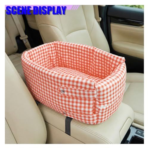 Craedli Center Console Dog Car Seat, Removable Car Armrest Box Pet Booster Seat with Safety Leash & Cushion, Washable Auto Interior Dog Carseat for Small Pets, Fit Most Cars (Pink) - color: Pink