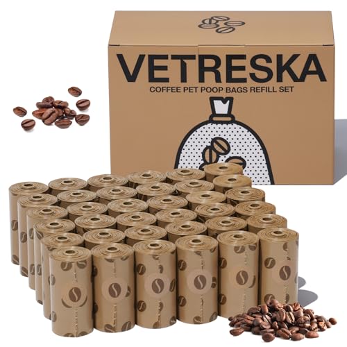 VETRESKA Dog Poop Bags, 540 Count Coffee Scented Waste Bags, Leak Proof, Extra Thick, 9" x 13" Large Dog Pet Bags for Dogs and Cats - (36 Rolls) - size: 1 Count (Pack of 540), style: coffee