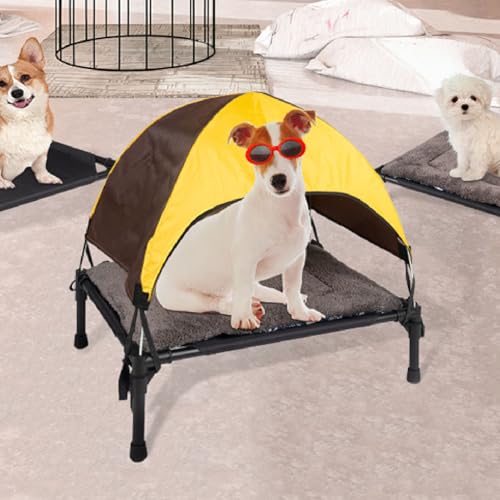 Estink Elevated Dog Camping Tent with Canopy Portable Raised Dog Cot Breathable Mesh Fabric Quick Fold Outdoor Pet Bed for Camping Beach Lawn Medium to Large Dogs