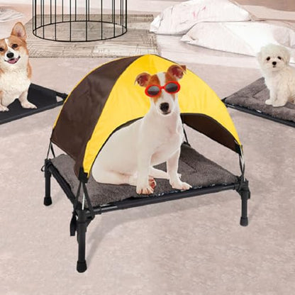 Estink Elevated Dog Camping Tent with Canopy Portable Raised Dog Cot Breathable Mesh Fabric Quick Fold Outdoor Pet Bed for Camping Beach Lawn Medium to Large Dogs