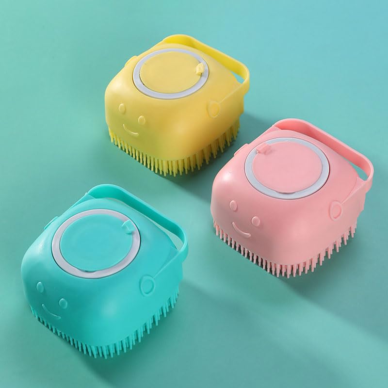 Dog Bath Brush with Soap Dispenser - Dog Shampoo Brush | Dog Scrubber for Bath | Dog Bath Brush Scrubber | Dog Shower/Washing Brush with Adjustable Ring Handle for Short & Long Hair