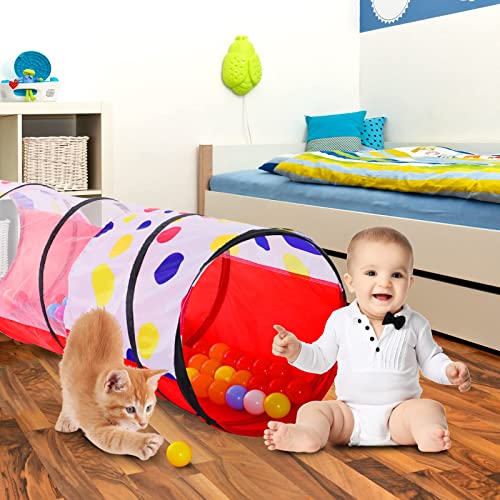 PigPigPen Kids Tunnel for Toddlers,Pop Up Play Tunnel Tent for Babies or Dogs, Indoor & Outdoor Toys for Kids Backyard Playset (Red Spots Play Tunnel) - style: Red spots play tunnel