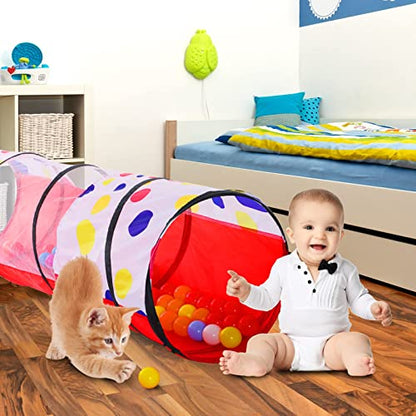 PigPigPen Kids Tunnel for Toddlers,Pop Up Play Tunnel Tent for Babies or Dogs, Indoor & Outdoor Toys for Kids Backyard Playset (Red Spots Play Tunnel) - style: Red spots play tunnel