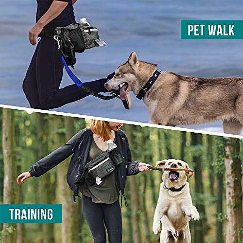 PetAmi Dog Fanny Pack, Treat Pouch for Dog Walking, Training, Built in Poop Bag Dispenser, Water Bottle Holder, Collapsible Bowl, Pet Treat Waist Belt for Hiking, Running, Kibbles (Charcoal) - color: Charcoal