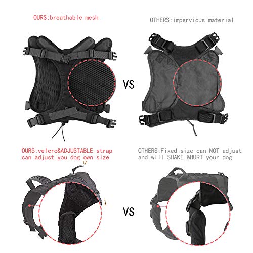 Tactical Service Dog Vest Harness for Medium Large Dog, Military K9 Training Dog Vest with Molle System Adjustable Tactical German Shepherd Harnesses with Handle - color: Black, size: Large (Pack of 1)