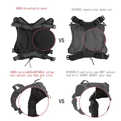 Tactical Service Dog Vest Harness for Medium Large Dog, Military K9 Training Dog Vest with Molle System Adjustable Tactical German Shepherd Harnesses with Handle - color: Black, size: Large (Pack of 1)
