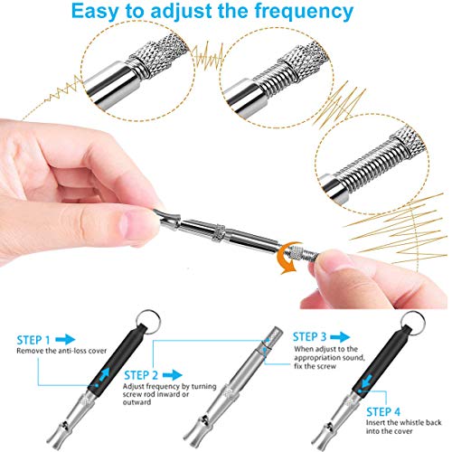 Dog Whistle to Stop Barking, Adjustable Pitch Ultrasonic Silent Dog Whistle, Professional Dog Training Whistle for Recall & Obedience, with Lanyard
