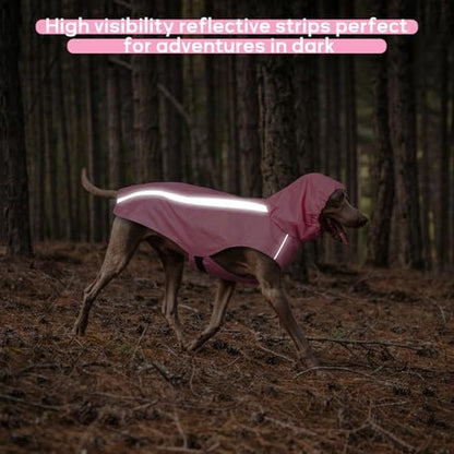 Dog Raincoat with Reflective Strip Hoodie, Waterproof Dog Raincoats, Adjustable Lightweight Hooded Poncho Dog Rain Jacket, Snowproof Windproof Clothes, Raincoats for Small Dogs - color: Pink, size: S