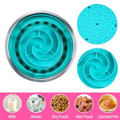 Slow Feeder Dog Bowls Insert, Bestalk Soft Silicone Slow Eating Feeder Insert with Suction Cups for Small, Medium and Large Dogs, Fit into Basic and Elevated Dog Bowls, Teal - color: Teal, size: S