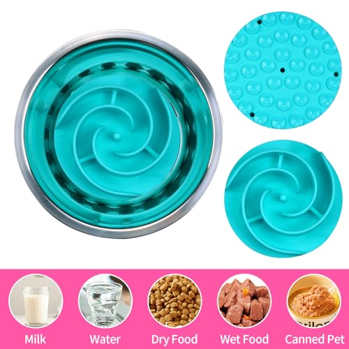 Slow Feeder Dog Bowls Insert, Bestalk Soft Silicone Slow Eating Feeder Insert with Suction Cups for Small, Medium and Large Dogs, Fit into Basic and Elevated Dog Bowls, Teal - color: Teal, size: M