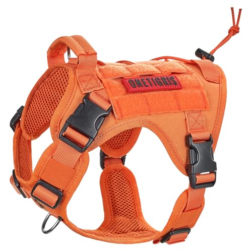 OneTigris Tactical Dog Harness Vest,No-Pull Service Dog Vest with Hook & Loop Panels,Adjustable Dog Vest Harness for Walking Hiking Training(Orange,S) - color: Orange, size: S