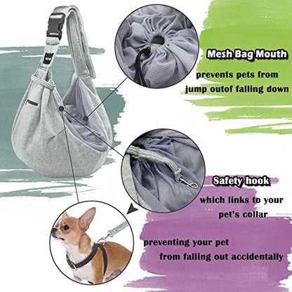 NATUYA Pet Dog Sling Carrier - Breathable Mesh Travel Safe Sling Bag Carrier for Dogs Cats-Hands Free Pet Bag-Buckle net Pocket pet Bag (Grey) - color: Grey