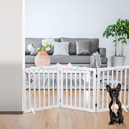 Dog Gate Wooden Freestanding Pet Gate3 Panel 23.6" Height White Indoor Dog Fences,House Gate for Doorways & Stairs