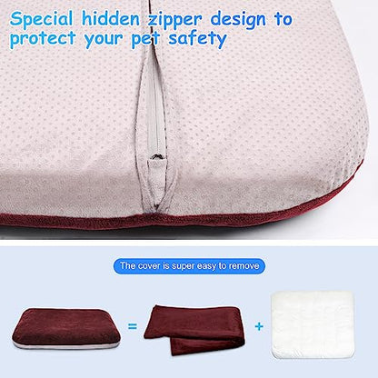 Magic Dog Super Soft Extra Large Dog Bed, 47 Inches Jumbo Orthopedic Foam Pet Beds with Anti Slip Bottom, Dog Sleeping Mattress with Removable and Washable Cover, Burgundy XL - color: Burgundy, size: 47.0"L x 39.0"W x 5.0"Th
