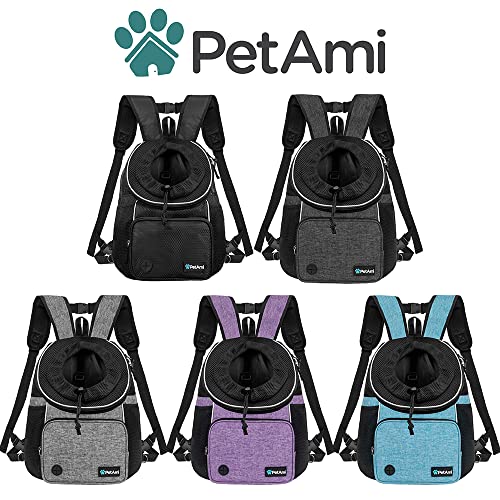 PetAmi Adjustable Dog & Cat Chest Carrier Backpack, Ventilated for Hiking, Camping & Travel, Max 10 lbs, Black - color: Black, size: 15.5"L x 8.0"W x 15.0"H