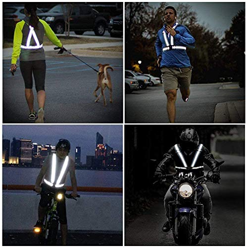 Reflective Vest Running Gear 3Pack, Adjustable Safety Vests High Visible Reflective Belt Straps - color: Pink,green,purple