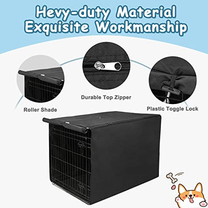 Deblue Durable Medium Dog Crate Cover, Windproof Dog Kennel Covers Fit 30 inch Wire Crate Cover Black - (30 inches, Black) - color: Black, size: 30.0"L x 19.0"W x 21.0"H