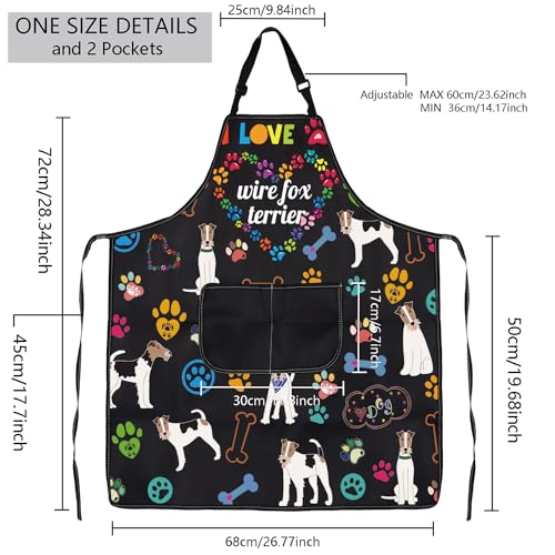 MBMSO Wire Fox Terrier Apron Dog Apron with Pockets Wire Fox Terrier Gifts for Dog Lover Dog Owner Gift Dog Mom Kitchen Apron
