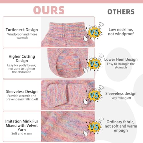 KOOLTAIL Small Dog Sweater, Fuzzy Thick Super Soft Warm Dog Winter Sweater Turtleneck Pullover for Cold Weather, Classic Cable Knitwear, Fleece Pet Fall Clothes Coats Puppy Cats Girls Female Pink S - color: Pink, size: Small