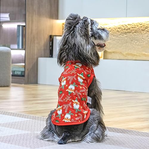 CuteBone Dog Shirts 2-Pack Soft Pet Clothes Breathable Summer Vest for Small Puppy and Stretchy Cat Apparel - color: Gingerbread man&reindeer, size: Small