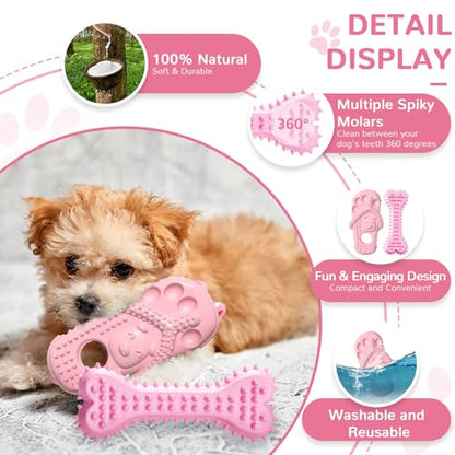 Puppy Chew Toys 6 Pack for Small Dogs, Teething Toys for Puppy Easy Clean Rubber Bone Star Stick Donut Slipper Spiky Ball Set for Small Breed Teething Relief (Dogbed not Included)