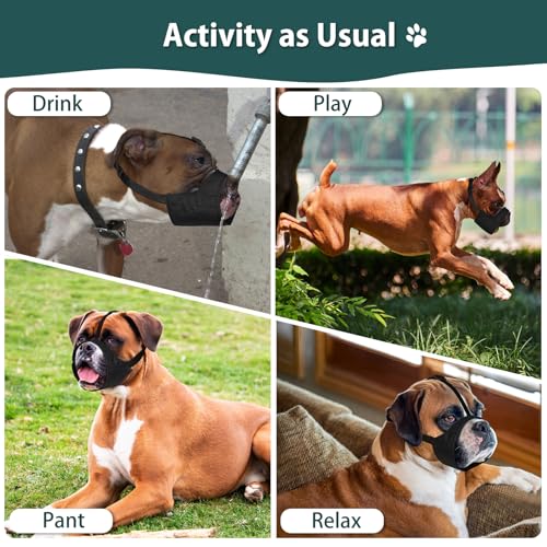Mayerzon Pitbull Muzzle, Soft Dog Muzzle with Anti-Slip Strap for American Bully Bulldog Boxers Rottweilers, Fabric Mouth Guard for Medium Large Short Snout Dog Anti Biting Chewing, Allow to Drink - size: XXL [Snout Cir: 12.5"-13.75"]