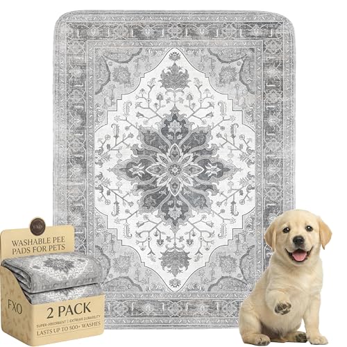 Washable Pee Pads for Dogs,Great Urine Absorbent Reusable Puppy Training Pads,Waterproof,Leak-Proof & Non-Slip Potty Pads for Whelping,Crate,Playpen,Bed.(Gray Floral,18"x24") - color: Gray Floral, size: 18"x24" (Pack of 2)