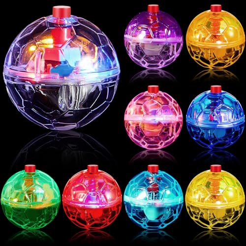 Jecery 9 Pcs Ghost Hunting Light Up Cat Balls LED Motion Activated Cat Toy Interactive Lighted Ball Pet Glowing Mini Running Exercise Toys for Kitten Dog Pet Animals Activity(Multicolor) - color: Multicolor