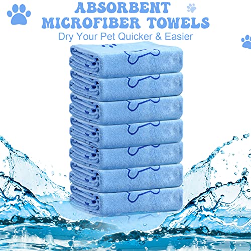 Peryiter 8 Pcs Dog Towels Pet Bath Drying Towels 55 x 28 Inches Large Absorbent Microfiber Quick Fast Drying Soft Beach for Lightweight Cat and Puppy Shower Essentials Cleaning Accessories(Blue) - color: Blue
