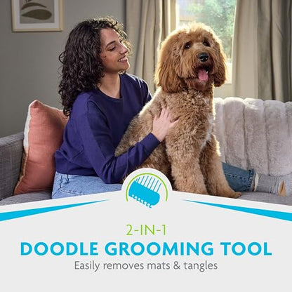 FURminator 2-in-1 Doodle Grooming Tool for Dogs, 1 Count, Dematting Tool with Comb for Mats, Tangles & Maintenance on Curly, Long, Silky & Wiry Coats