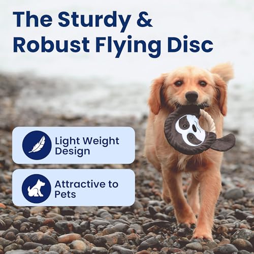 PAWSPIK Flying Disc Tug-of-War Toy, Eco-Friendly Recycled Material, Squeaker Toy for Medium and Large Dogs, for Throwing & Fetching 8.5" Diameter (Fierce Fox) - style: Fierce Fox