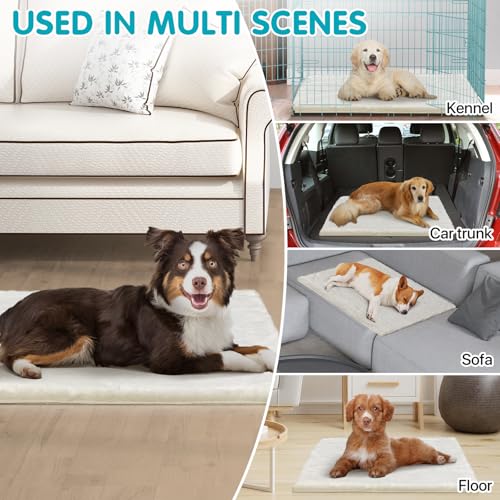 Dog Bed Mat Crate Pads for Dog Cages 24x17.7 Inch Washable Anti-Slip Dog Kennel Pad Soft Small Puppy Cage Cushion Liner, Beige - color: Beige, size: 24 in(L)×17.7 in(W)×1 in(H)