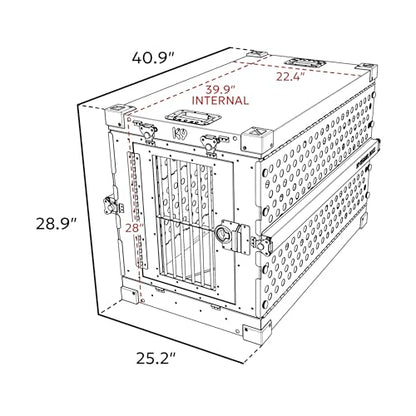 K9 Kennel Boss Aluminum Collapsible Dog Crate, Heavy Duty Folding Kennel - Medium-Long (Gray) - color: Gray, size: 40.6"L x 25.2"W x 28.9"H