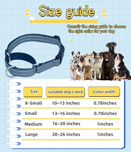 Martingale Dog Collars with Quick Release Buckle, Heavy Duty Nylon Reflective Dog Collar, NO Pull Walking Training Collar for Large, Medium, Small Dogs (Gray, Medium) - color: Gray, size: Medium