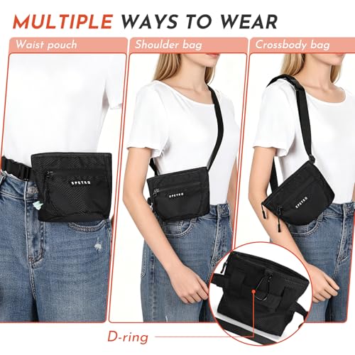 Dog Treat Pouch with Training Clicker, Treat Bag Fanny Pack with Magnetic and Zipper Closure Waterproof and Durable Treat Pouches for Pet Training Walking (Black) - color: Black