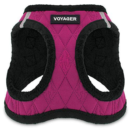 Best Pet Supplies - All Weather Mesh / Plush, Reflective, No Pull Harness for Small, Medium Dogs, Cats - Secure with Hook & Loop Fastener, Buckle, Double D-Rings - Red Rose Plush, M - color: Red Rose Plush, size: M (Chest: 16 - 18")