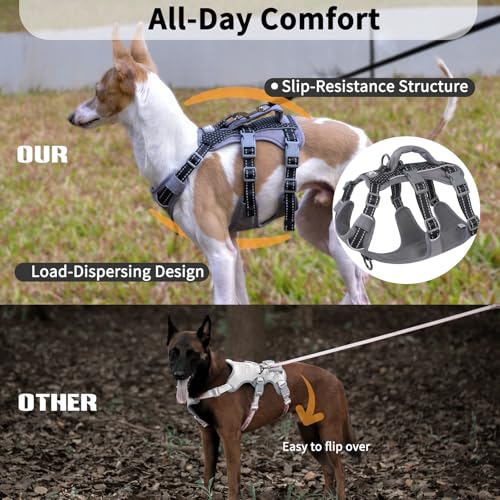 Huntboo Reflective Dog Harness with Handle, Escape Proof, No Slip, Breathable, Lightweight, Adjustable Lift Harness for Small, Medium, and Large Dogs Walking, Training, and Running Gear(Black,M) - color: Black, size: Medium (Pack of 1)