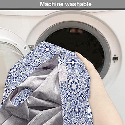 Lunarable Traditional Dog Crate Cover, Circular Flowers and Stripes Ethnic Gzhel Pattern Classic Motifs Art, Easy to Use Pet Kennel Cover for Medium Large Dogs, 36 Inch, Pale Blue - color: Pale Blue, size: 36 Inch
