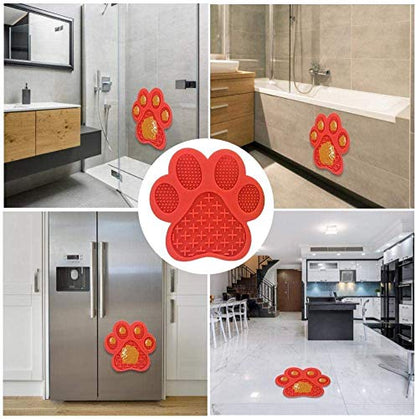 Dog Licking Mat for Anxiety Peanut Butter Slow Feeder Bowls Licking Pad with Strong Suction to Wall for Pet Bathing,Grooming,and Dog Training (Red) - color: Red