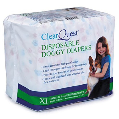 ClearQuest Disposable Doggy Diapers, Super Absorbent Leak-Proof Pet Diapers - size: X-Large