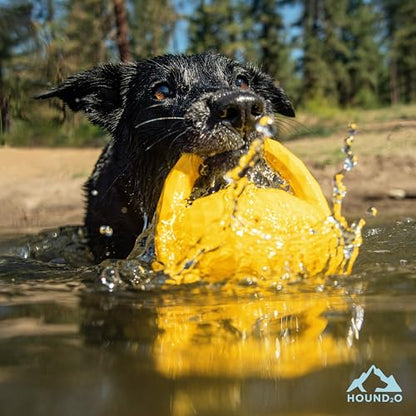 Playology HOUND2O Dog Toys | Squeaky Tug Ball Floating Outdoor Toy for Dogs | Bright Yellow Dog Ball for Tug of War and Fetch - color: Yellow