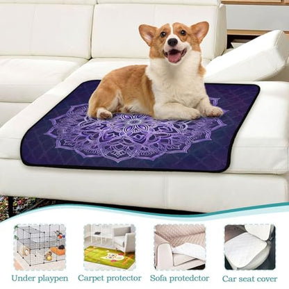 Qilmy Mandala Pet Mat, Waterproof Reusable Dog Training Pad Anti-Slip Pet Creat Pad for Small Medium Large Dogs and Cats - size: Medium+Large