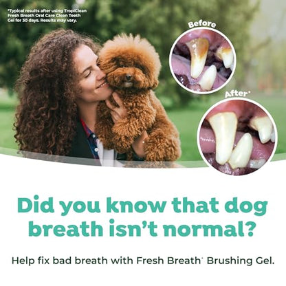 TropiClean Fresh Breath Toothbrush and Toothpaste Kit for Puppies, Teeth Cleaning Kit to Prevent Plaque & Tartar, Breath Freshener, Dog Dental Care