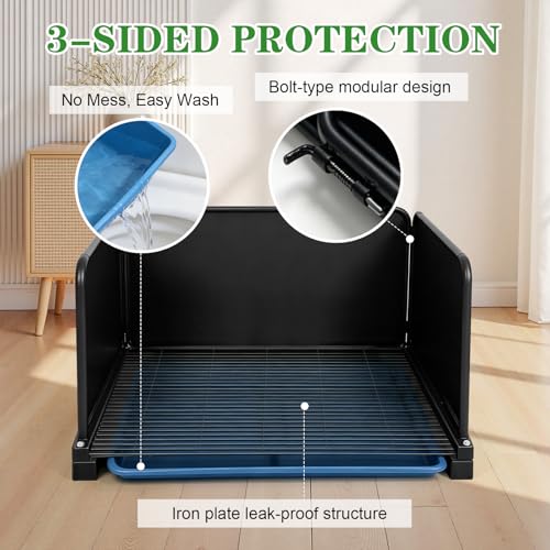 Portable Dog Potty with Tray & Splash Guard, Foldable Indoor Dog Litter Box with Artificial Grass, No Assembly Dog Potty Grass Pad for Male Dogs, Puppy & Small Pets, Easy Clean Dog Bathroom