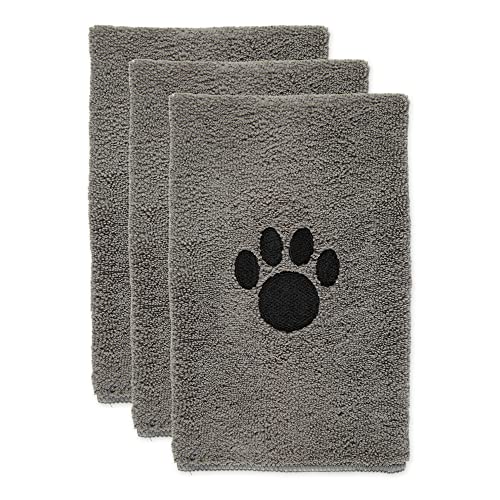 Bone Dry Pet Grooming, Embroidered Microfiber Towel Drying Collection, 15x30, Gray - color: Gray, size: 15x30"