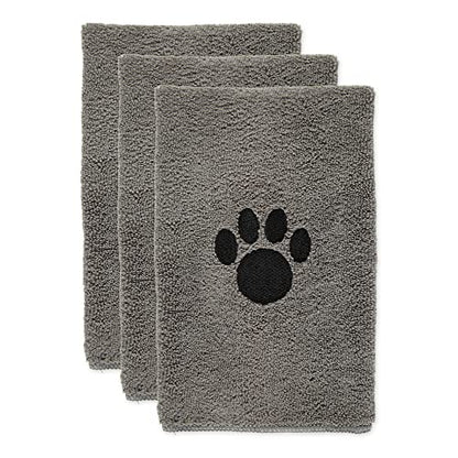 Bone Dry Pet Grooming, Embroidered Microfiber Towel Drying Collection, 15x30, Gray - color: Gray, size: 15x30"