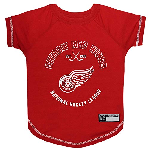 NHL Detroit Red Wings Tee Shirt for Dogs & Cats, X-Small. - Are You A Hockey Fan? Let Your Pet Be An NHL Fan Too! - color: Detroit Red Wings, size: X-Small