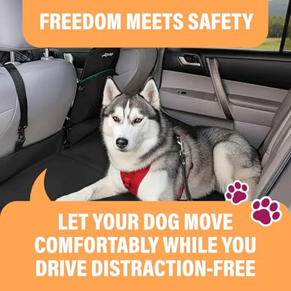 Active Pets Black Car Seat Belt for Dogs, Attaches to Harness & Collar, Adjustable 18" - 24" Travel Restraint System Fits Small - Large Pups for Safety & Comfort, Essential Pet Supplies & Accessories - style: Black - 1 Pack